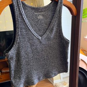 American Eagle Gray Ribbed Tank Crop Top